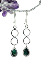 Load image into Gallery viewer, Emerald Infinity Drop Earrings, Sterling Silver, May Birthstone, Pear Shaped, Stone of Inspiration, Deep Green Gem - GemzAustralia 