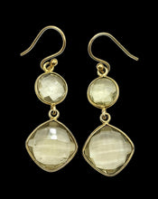 Load image into Gallery viewer, Lemon Quartz Earrings, Gold Plated Sterling Silver, Double Drops, Joyful Gemstone, Confidence Stone, High Vibrational Stone
