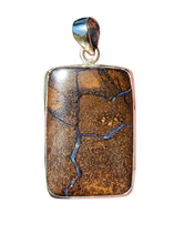 Load image into Gallery viewer, Rectangle Boulder Opal Pendant, Solid Opal, Australian Opal, Sterling Silver, October Birthstone, Precious Stone