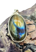 Load image into Gallery viewer, Spectrolite Labradorite Pendant, Sterling Silver, Oval Cabochon, Magical Stone, Trust in the Universe Stone