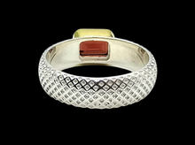 Load image into Gallery viewer, Emerald Faceted Garnet Ring, Size 7, Sterling Silver and Gold Plated, Protection Talisman, January Birthstone, Love &amp; Devotion Stone - GemzAustralia 