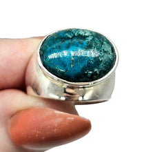 Load image into Gallery viewer, Chrysocolla Ring, Size 7, Sterling Silver, Oval Shaped, Turquoise Blue Gem, Communication Stone