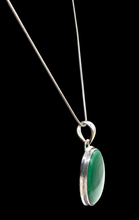 Load image into Gallery viewer, Large Oval Malachite Pendant, Sterling Silver, Beautiful Rich Green Gemstone, Bezel Setting, Visionary Gem - GemzAustralia 