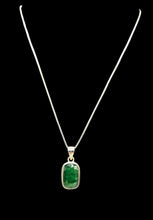 Load image into Gallery viewer, Seven Carat Emerald Pendant, Sterling Silver, May Birthstone, Rectangle, Inspiration Gem,  Action Stone, Infinite Patience