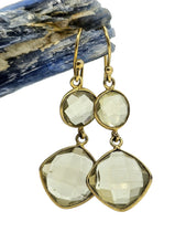 Load image into Gallery viewer, Lemon Quartz Earrings, Gold Plated Sterling Silver, Double Drops, Joyful Gemstone, Confidence Stone, High Vibrational Stone