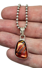 Load image into Gallery viewer, Molten Orange Dichroic Glass Pendant, Sterling Silver, Glass Art, Decorative Glass Pendant, Shifting Colour Patterns