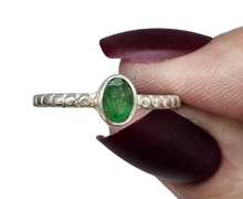 Load image into Gallery viewer, Emerald Ring, size P 1/2, Sterling Silver, May Birthstone, Oval Faceted, Natural Stone, Inspiration Stone, Action Stone