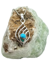 Load image into Gallery viewer, Blue Turquoise Pendant, Sterling Silver, Pear Shaped, Protection Stone, Love Stone, December Birthstone, Copper Turquoise - GemzAustralia 