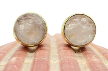 Load image into Gallery viewer, Raw Rose Quartz Studs, Gold Plated Sterling Silver, Round Shaped, Love Stone, Unconditional Love, Pink Gemstone - GemzAustralia 