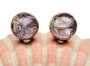 Rough Amethyst Studs, Rose Gold Plated Sterling Silver, February Birthstone, Raw Amethyst Stud Earrings, Protection Stone - GemzAustralia 