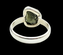Load image into Gallery viewer, Rough Moldavite Ring, Size 8, Sterling Silver, Meteorite Stone, Forest green / Olive green Gem, Holy Grail Stone, Psychic