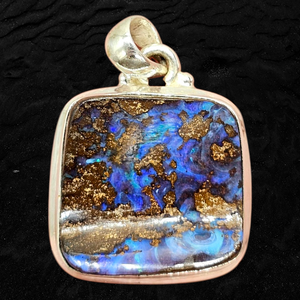 Australian Boulder Opal Pendant, Solid Opal, Australian Opal, Sterling Silver, October Birthstone, Precious Stone, Pure Energy