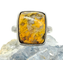 Load image into Gallery viewer, Rectangle Bumblebee Jasper ring, Size 7, Sterling Silver, Eclipse Jasper, Bright Yellow, Orange &amp; Black Gemstone, New Beginnings