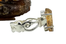 Load image into Gallery viewer, Imperial Topaz Ring, Size 7 3/4, Sterling Silver, Raw Gem, Filigree Band, Manifestation Stone, Solar Plexus Chakra, Rare Variety of Topaz