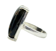 Load image into Gallery viewer, Bloodstone Ring, Size 7, Sterling Silver, Rectangle Shaped, Green Chalcedony with bright red Splatters, Heliotrope Gemstone