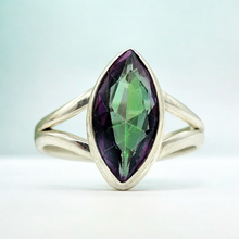 Load image into Gallery viewer, 5 carat Mystic Topaz Ring, Marquise Shape, Size 7 3/4, Sterling Silver, Purple / Green Gemstone, Fire Topaz, Rainbow Topaz