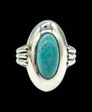 Load image into Gallery viewer, Blue Turquoise Ring, Size 8.25, Sterling Silver, Oval Shaped, Protection Stone, Love Rock, December Birthstone