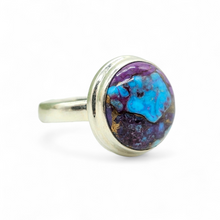 Load image into Gallery viewer, Purple &amp; Blue Mojave Turquoise Ring, Size 6.5, Round Shaped, Sterling Silver, Goddess Gem, Protection Stone