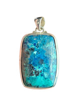 Load image into Gallery viewer, Rectangle Shattuckite Pendant, Sterling Silver, mix of Azurite, Chrysocolla &amp; Malachite Gemstones, Blue Green, Spirit Guide
