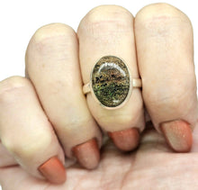 Load image into Gallery viewer, Matrix Opal Ring, Size 8, Sterling Silver, Green, Gold, Orange, Red Colours, October Birthstone, Spontaneity &amp; Love Stone