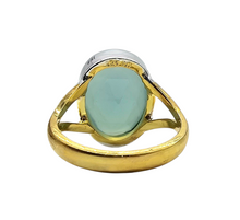 Load image into Gallery viewer, Blue Chalcedony Ring, Size 7.75, two tone ring, Oval Faceted, Sterling Silver, Ethereal soft Blue Translucence, Creative Stone - GemzAustralia 