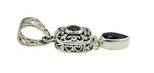 Load image into Gallery viewer, Vintage Style Garnet Pendant, Sterling Silver, January Birthstone, 2nd Anniversary Stone