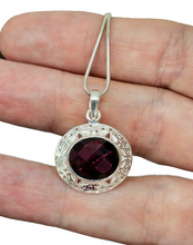 Load image into Gallery viewer, 8 carat Garnet Pendant, Sterling Silver, January Birthstone, Oval Shaped, Inspires Love &amp; Devotion, Energy Stone - GemzAustralia 