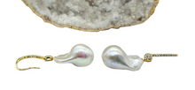 Load image into Gallery viewer, Luxurious Flameball Baroque Pearl Earrings, Gold Plated Sterling Silver, June Birthstone, Natural Irregular, Bridal Jewellery - GemzAustralia 