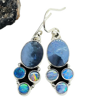 Load image into Gallery viewer, Opal Dangly Earrings, October Birthstone, Sterling Silver, Australian Opal Doublets, Love &amp; Passion Stone, Four Stone Drops, Genuine Gems