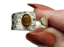 Load image into Gallery viewer, Adjustable Tiger's Eye Ring, Size 9, Sterling Silver, Kundalini Awakening, Courage Gemstone, Protection Amulet, Leo Zodiac