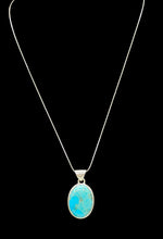 Load image into Gallery viewer, Oval Turquoise Pendant, December Birthstone, Sterling Silver, Blue Turquoise, Protection Stone, Love Stone, Genuine