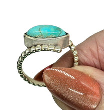 Load image into Gallery viewer, Marquise Turquoise Ring, Size 6.5, December Birthstone, Sterling Silver, Protection Stone, Bohemian Split Band