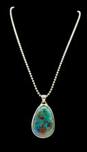 Load image into Gallery viewer, Shattuckite Pendant, Sterling Silver, Pear Shaped, mix of Azurite, Chrysocolla &amp; Malachite, Psychic Stone, Vivid Blue Green, Spirit Guide