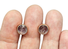 Load image into Gallery viewer, Rough Amethyst Studs, Rose Gold Plated Sterling Silver, February Birthstone, Raw Amethyst Stud Earrings, Protection Stone - GemzAustralia 