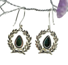 Load image into Gallery viewer, Turquoise Garland Earrings, Sterling Silver, December Birthstone, Pear Shaped, Bezel Set, Protection Stone - GemzAustralia 