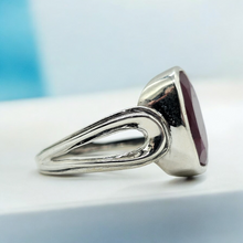 Load image into Gallery viewer, Cushion cut Ruby Ring, Size 9, 40th Anniversary Stone, 12 carats, Sterling Silver, July Birthstone, Energy Stone