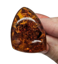 Load image into Gallery viewer, Triangle Baltic Amber Ring, Adjustable Size, Solid 925 Sterling Silver, Fossilized Tree Resin, Cognac Colour