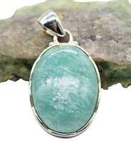 Load image into Gallery viewer, Peruvian Amazonite Pendant, Sterling Silver, Natural glowing seafoam blue green colour, amazing natural Gemstone
