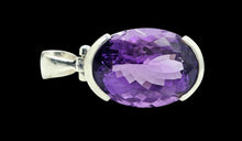 Load image into Gallery viewer, AAA Amethyst Pendant, 25 carats, Oval Shaped, Sterling Silver, February Birthstone, Spiritual Stone, Natural Gemstone, Deep Purple Amethyst