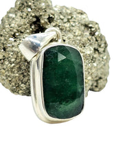 Load image into Gallery viewer, Seven Carat Emerald Pendant, Sterling Silver, May Birthstone, Rectangle, Inspiration Gem,  Action Stone, Infinite Patience