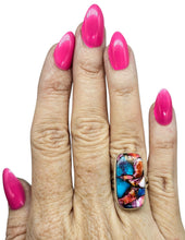 Load image into Gallery viewer, Oyster Turquoise &amp; Pink Opal Ring, Size 7, Rectangle Shaped, Sterling Silver, Organic Natural, Love Stone, Copper Turquoise