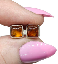 Load image into Gallery viewer, Baltic Amber Studs, Square Shaped, millions of years old, Fossilized Tree Resin, Balance, Wisdom, Strength, Success Gem - GemzAustralia 