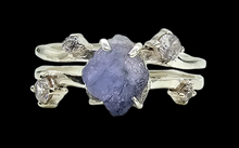 Load image into Gallery viewer, Raw Tanzanite Constellation Ring, Size 8, December Birthstone, Sterling Silver, Rough Tanzanite, Artisanal Piece