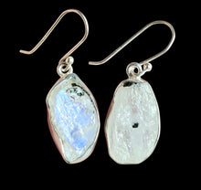 Load image into Gallery viewer, Raw Rainbow Moonstone Earrings, Sterling Silver, June Birthstone