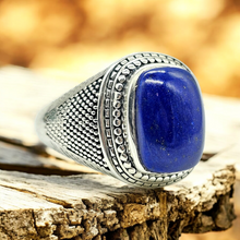 Load image into Gallery viewer, Men's Lapis Lazuli Ring, Size 13, Sterling Silver, Bold Oversized Rectangle Shape, Protection Gemstone