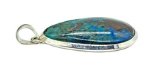 Load image into Gallery viewer, Shattuckite Pendant, Sterling Silver, Pear Shaped, mix of Azurite, Chrysocolla &amp; Malachite, Psychic Stone, Vivid Blue Green, Spirit Guide