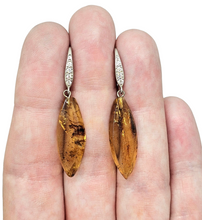 Load image into Gallery viewer, Amber Earrings, Mexican Chiapas Amber, Sterling Silver, Marquise Shape, millions of years old, Fossilized Tree Resin