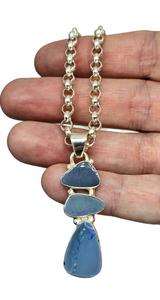 Australian Opal Pendant, Sterling Silver, October Birthstone, Blue, Red, Green Opal, Precious Gemstone, Pure Energy, Lucky Gem - GemzAustralia 