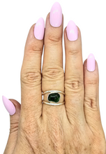 Load image into Gallery viewer, Raw Chrome Diopside Ring, Size 7, Siberian Emerald Gem, Sterling Silver, Holds Mysteries of the Universe - GemzAustralia 