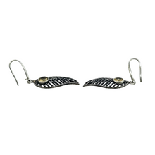 Load image into Gallery viewer, Citrine Earrings, Leaf Design, Sterling Silver, November Birthstone, Luck &amp; Fortune Stone, Wealth and Success Stone